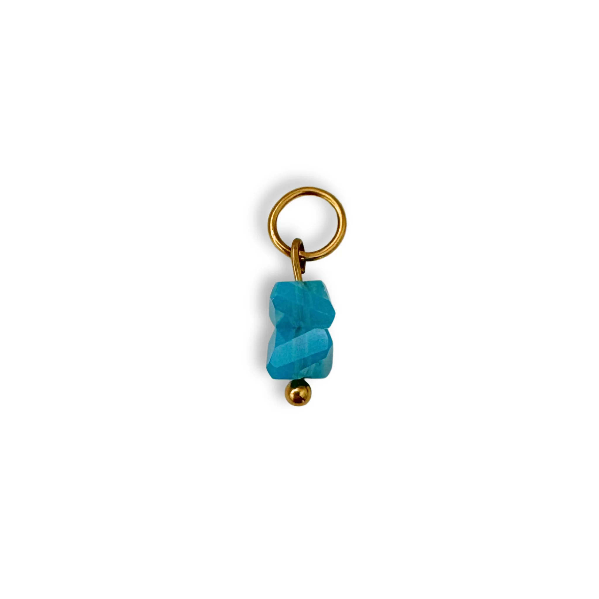 Blue Irregular Beaded Charm - Gold