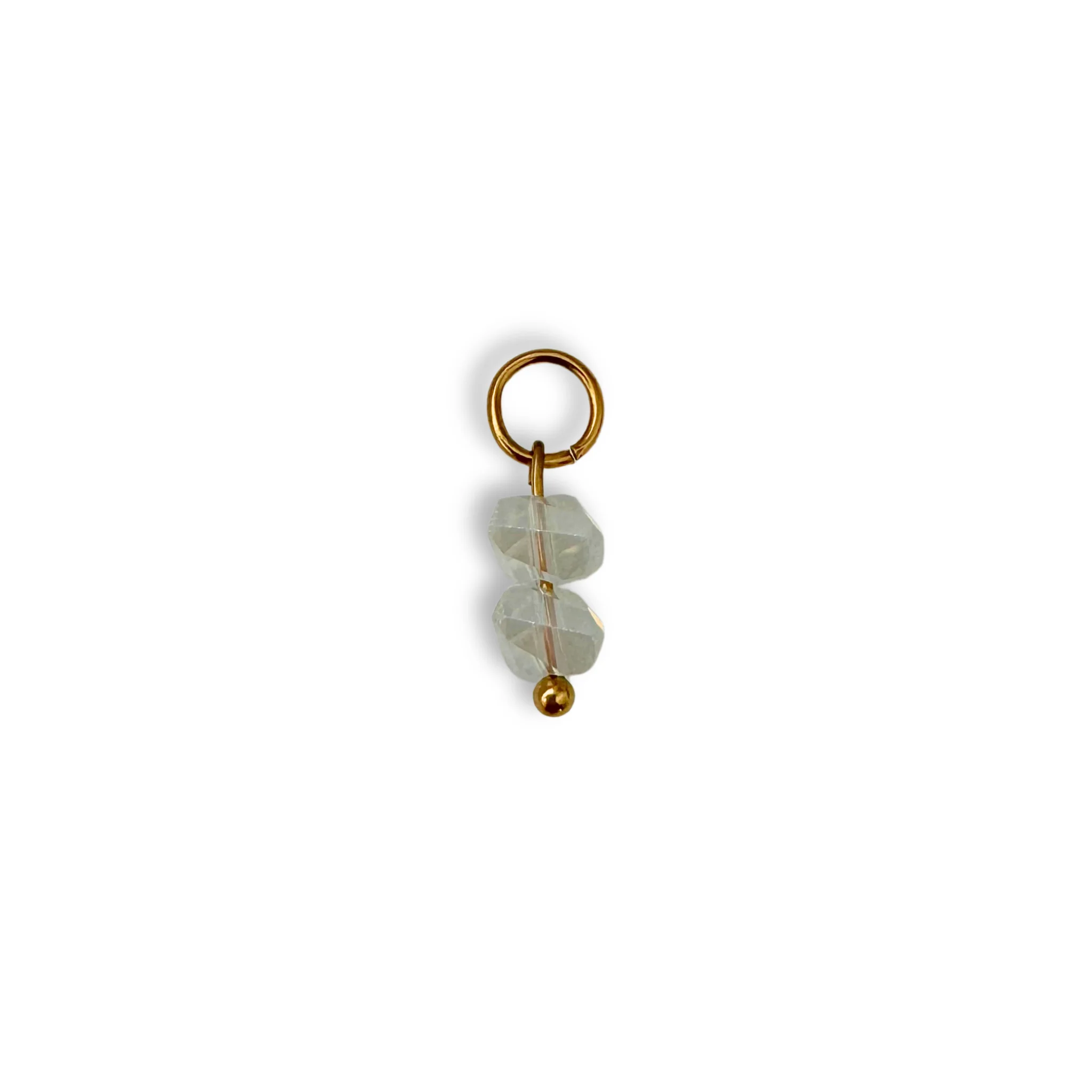 Clear Irregular Beaded Charm - Gold