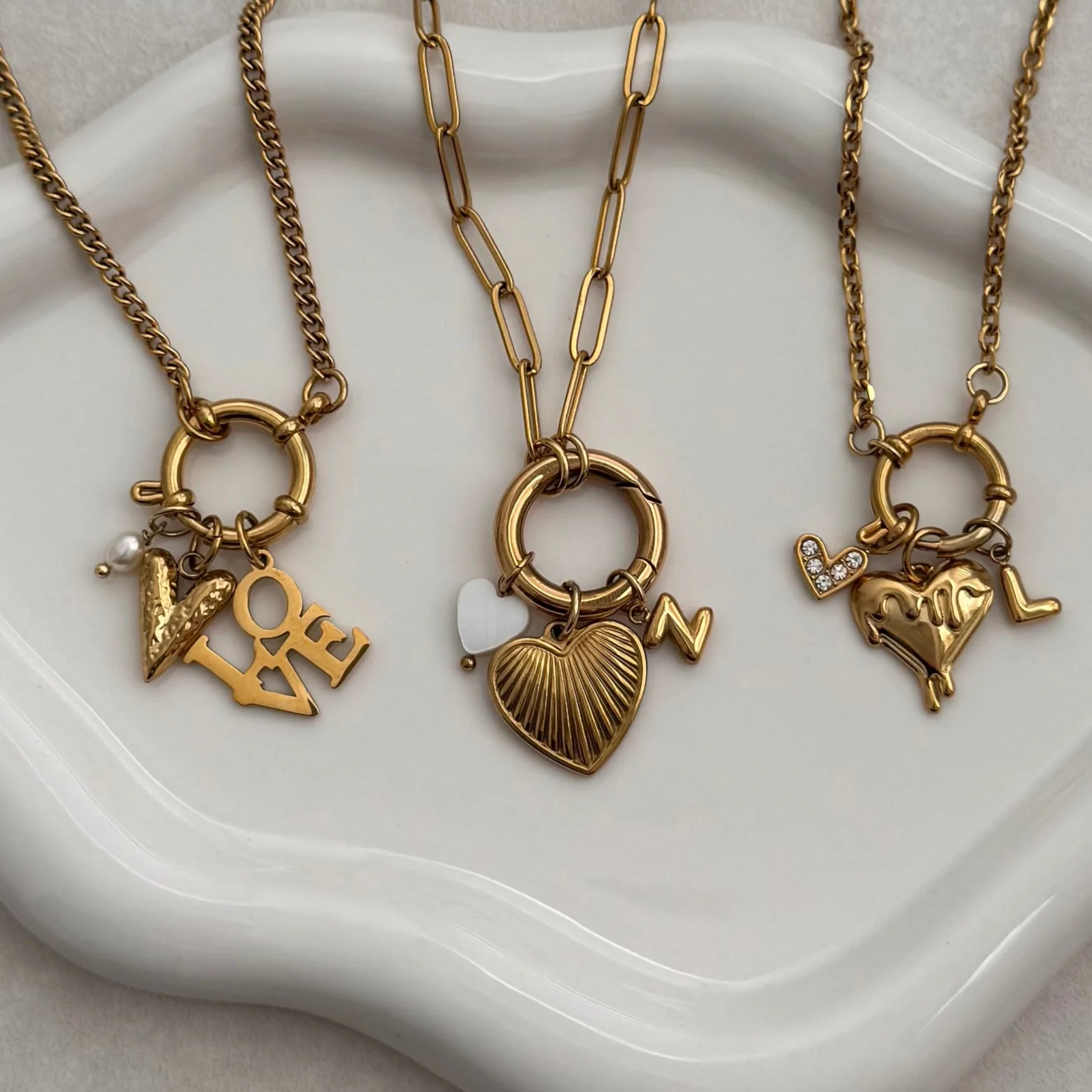 Gold Textured Heart Charm - Image 4