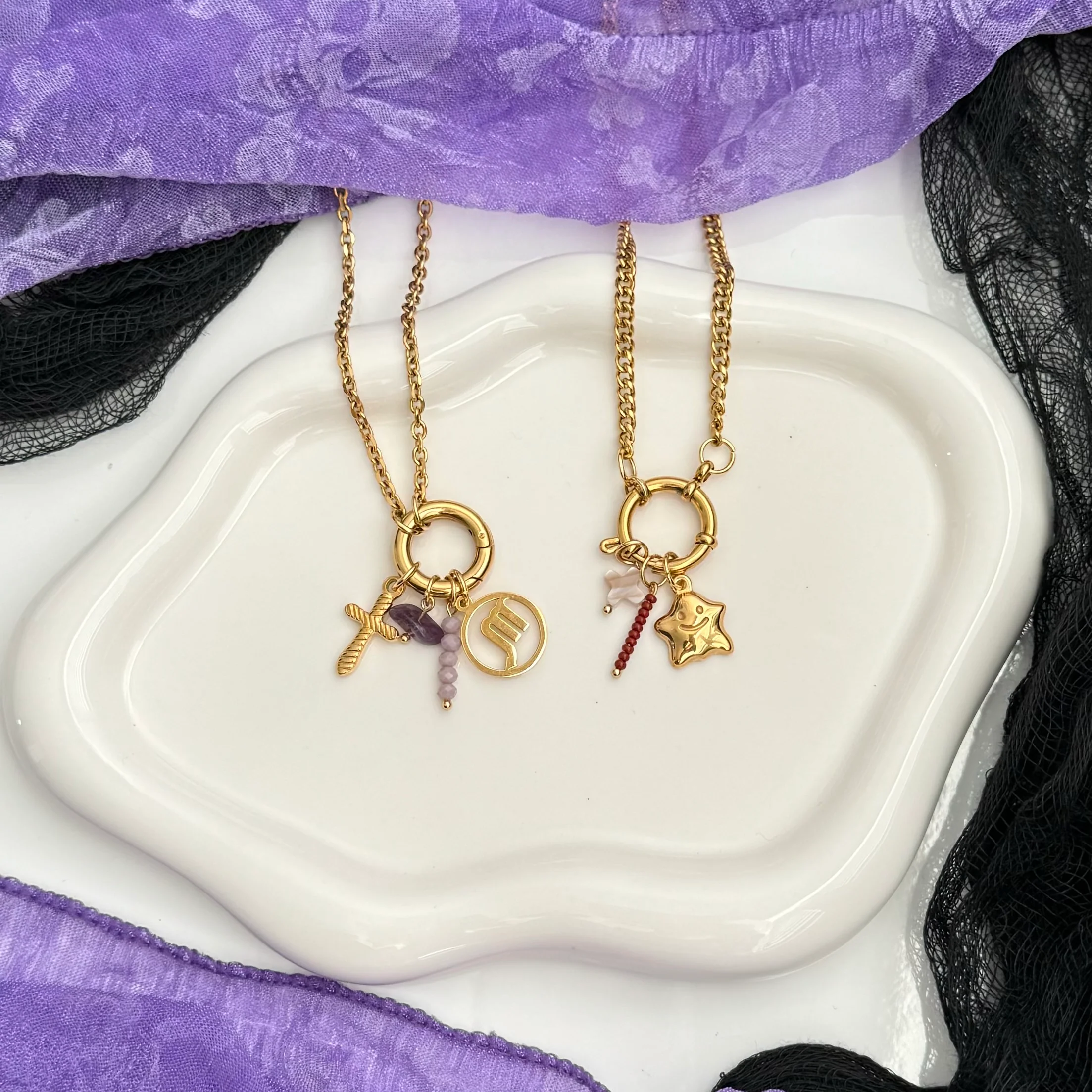 Pearl Cross Charm - Gold - Image 3