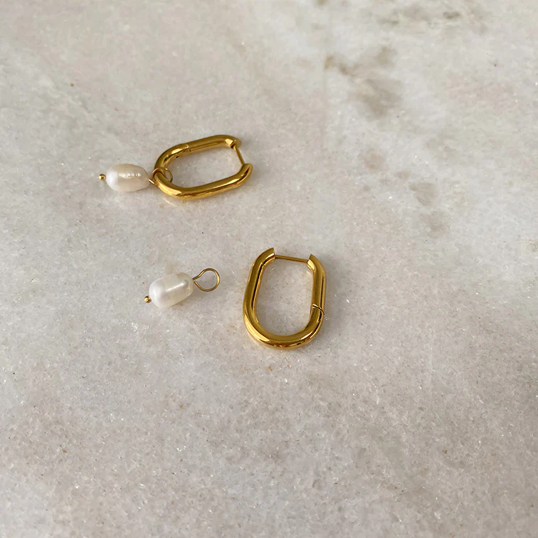 Pearl Drop Hoops - Image 4