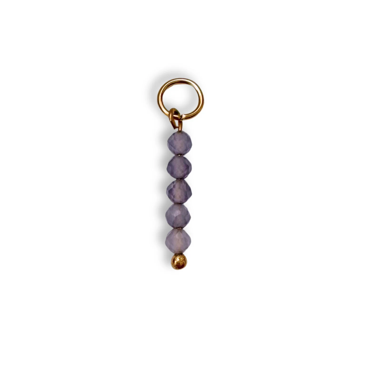 Sheer Lilac Beaded Charm - Gold