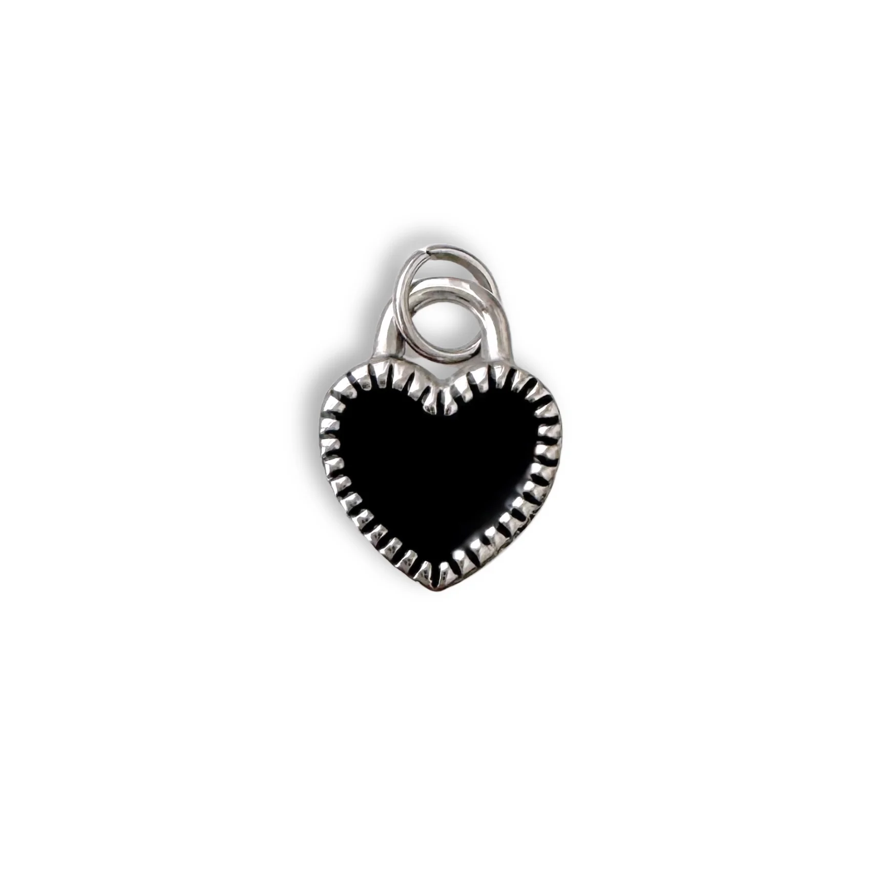 Silver Black Heart Charm