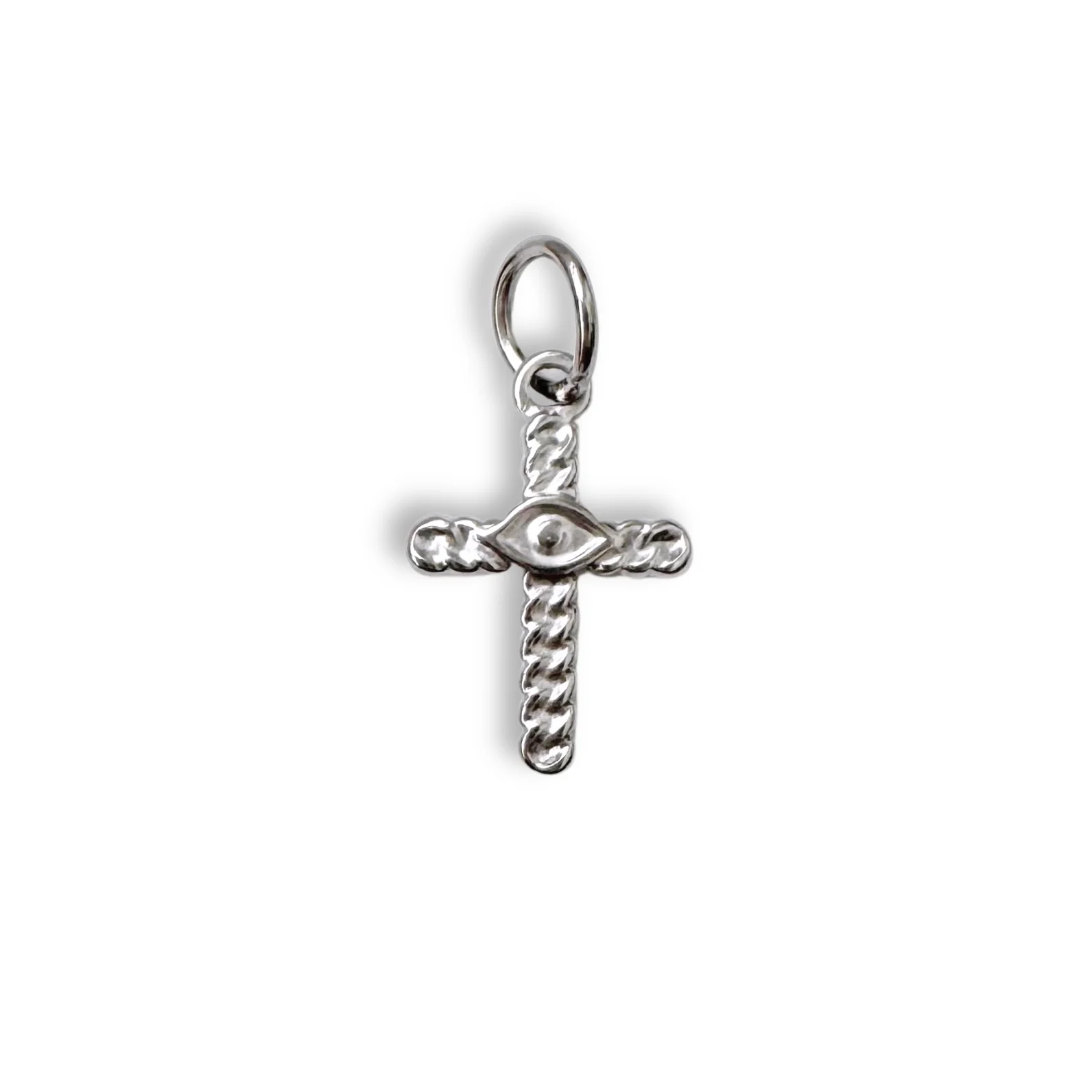 Silver Evil Eye Cross Charm
