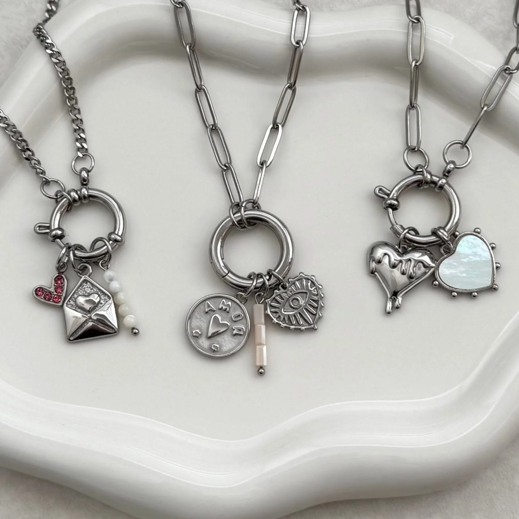 Silver Evil Eye Heart Charm - Image 2