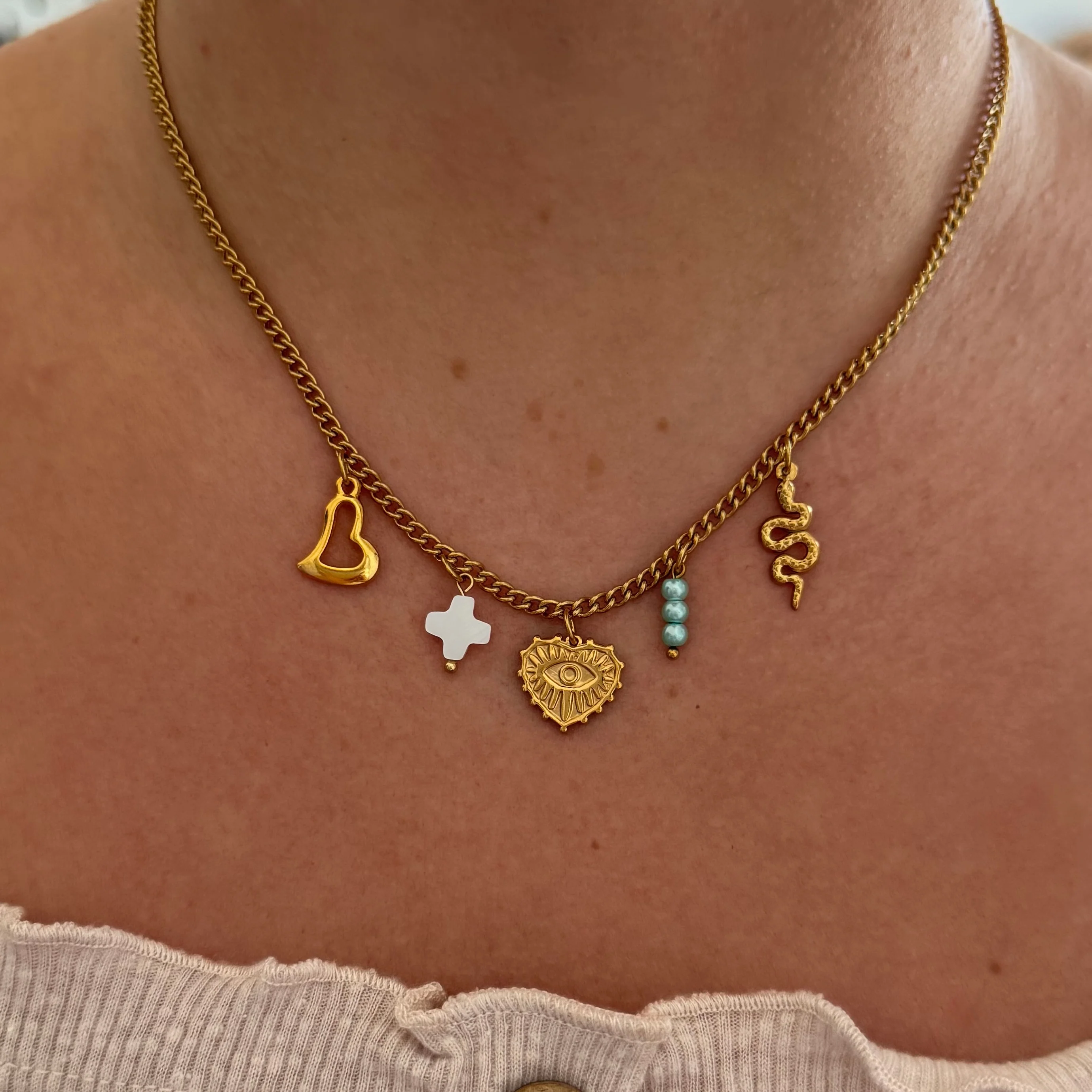 'Snake Charmer' Multi Charm Necklace - Image 3