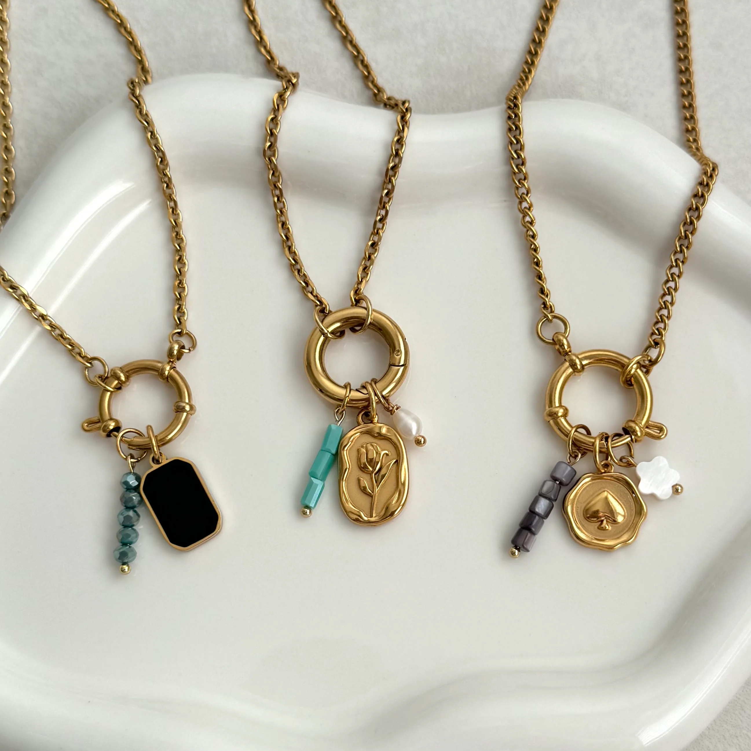 Teal Beaded Charm - Gold - Image 5