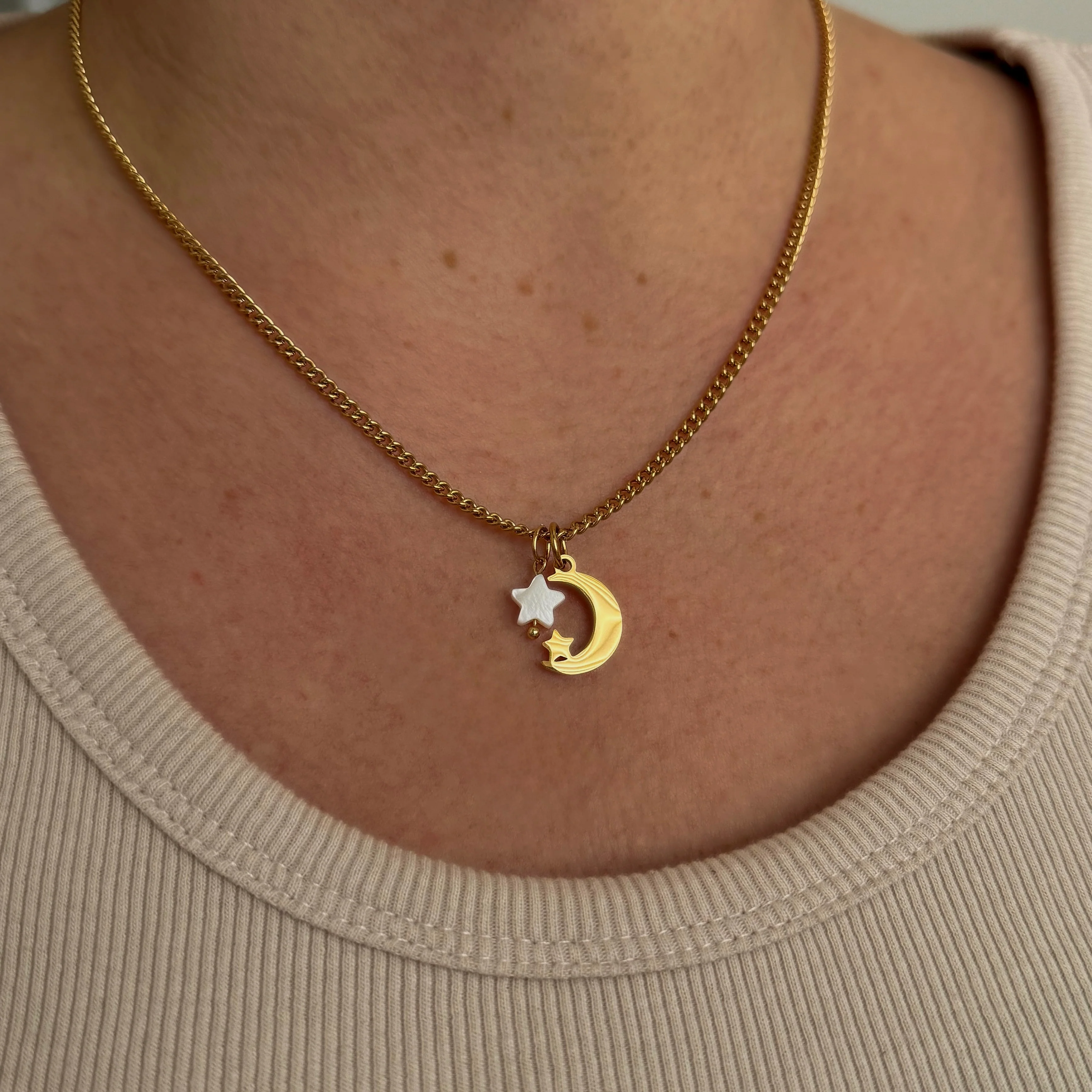 White Star Pearl Charm - Gold - Image 3